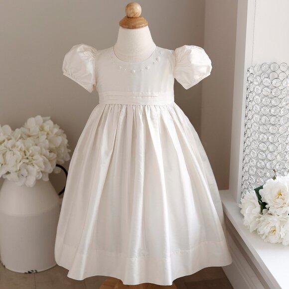 Strasburg Dress Ivory Dupioni Silk Size 3 Special Occasion Flower Girl RARE FIND - Picture 1 of 6